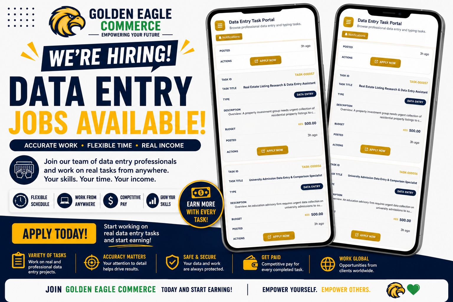 Data Entry Jobs at Golden Eagle Commerce: A Flexible Way to Earn Online